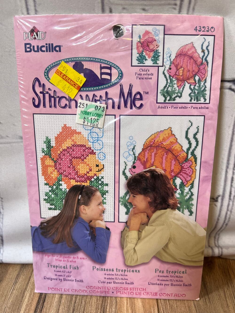 Bucilla Stitch With Me Tropical Fish Cross Stitch Kit 43230 Sealed 2002 NOS